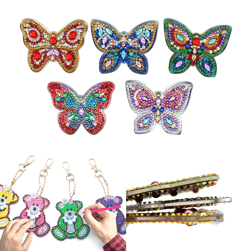 LL-YSK-5Pack DIY Diamond Painting Kits for Kids and Adult Beginners Valentine<i></i><i></i>'s Day Mother<i></i><i></i>'s Day Gift Diamond Painting Keychain