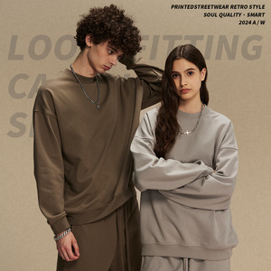 2024 primavera otoño nueva <span class=keywords><strong>marca</strong></span> <span class=keywords><strong>de</strong></span> moda americana <span class=keywords><strong>sudaderas</strong></span> con capucha para hombres 430g peso pesado cuello <span class=keywords><strong>de</strong></span> rizo Color sólido estilo básico - Product Image 4