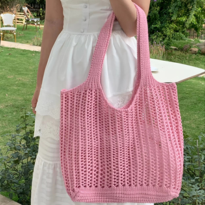 <strong>Luxury</strong> Women's High Quality Crochet Bag Hollow <strong>Out</strong> Design Casual Tote with Two Handles Large Capacity Knitted Bags for Women - Product Image 1