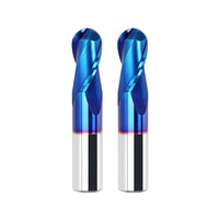 Fraise à queue sphérique en carbure HRC60 à 2 dents, revêtement TiSiN bleu, pour usinage d'acier moulé et d'acier allié sur routeur CNC