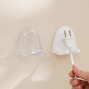 Plastic <b>Adhesive</b> <b>Hook</b> Wall Mounted Plug Holder Transparent White Hanging Cable Management Accessory - Product Image 1