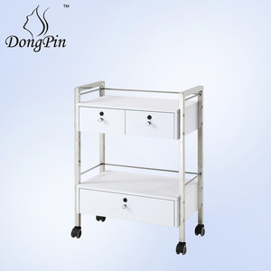 Dongpin Beauty Salon Trolley 64x40x87cm Double <b>Drawer</b> <b>Lockable</b> Mobile Cabinet With Wheels For Beauty Salon Use - Product Image 3