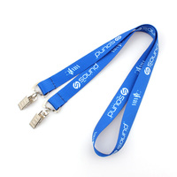Lebei Articles en vrac Carte de lanière de cou en polyester personnalisée avec clip à double extrémité avec logo Cordon imprimé à deux crochets en métal