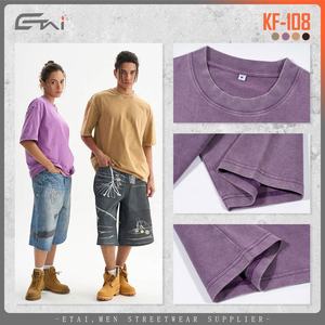 280GSM, camisetas Vintage de gran tamaño de alta calidad, 100% algodón, logotipo personalizado, camiseta de lavado ácido con estampado en blanco para hombres - Product Image 2