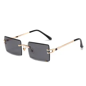 2022 neue Cool Fashion Randlose schmale Brille Luxus Shades Sonnenbrille Damen Rechteck Sonnenbrille