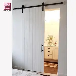 WANJIA-puertas de granero de madera maciza personalizadas, puertas correderas de estilo moderno Simple para Interior de dormitorio