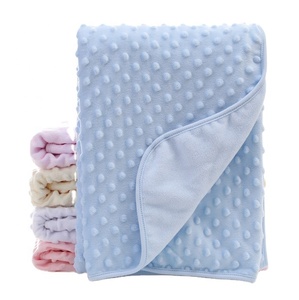 Reversible Super <strong>Plush</strong> Minky Dot Baby <strong>Blanket</strong> Double Layer Newborn Crib Bed Throw Security <strong>Blanket</strong> - Product Image 1
