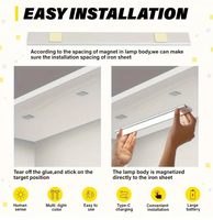 Lampe sous-armoire rechargeable à détecteur de mouvement, ultra-mince, sans fil, pour cuisine, placard, escalier, éclairage intérieur domestique