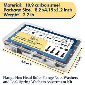 M8 <b>Flange</b> <b>Bolts</b> Nuts Washers Kit 10.9 Grade Carbon Steel Black Coated For Construction - Product Image 4