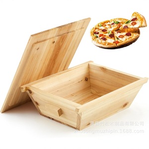 Caja de madera para masa de pizza, contenedor de almacenamiento de madera maciza para exhibición en escritorio, color natural, herramientas para pizza - Product Image 1