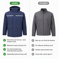 Veste de travail réfléchissante à capuche en softshell coupe-vent et imperméable pour agents de sécurité et patrouilles municipales, vêtement de travail pour hommes, logo personnalisé