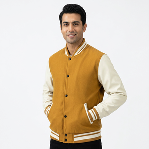 Veste universitaire de baseball rouge et noire la plus vendue, unisexe, avec manches en cuir personnalisées, en tissu de laine, à capuche et patchwork sur le devant - Product Image 1