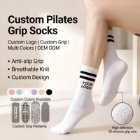 Chaussettes de yoga antidérapantes en coton respirant avec logo personnalisé, grip 3D en silicone, pour femmes, marque privée, vente en gros