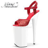 Nouveau femmes élégant Super mince talons 26cm Peep Toe fête passerelle Sexy fétiche exotique danseur plate-forme sandales défilé spectacle reine