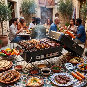 Portable Folding Barbecue Grill Large Outdoor Camping <b>BBQ</b> With Thermometer <b>Foldable</b> Rust Proof For Home Garden Use - Product Image 1