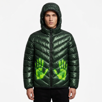 Veste matelassée épaisse coupe-vent pour homme personnalisée avec capuche, veste matelassée à changement de couleur sensible à la température réactive à la chaleur