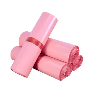 무료 샘플 사용자 정의 인쇄 로고 의류 포장 핑크 빛 플라스틱 택배 폴리 선물 배송 가방
