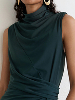 Robe fourreau élégante sans manches à col bénitier, longueur ras du sol, avec fente haute, ajustée, pour tenue de soirée