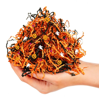 Confettis fantômes en papier froissé bicolore classique pour Halloween, araignées en tissu déchiqueté pour emballages et cordes