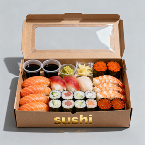 Caja de Papel para Comida para Llevar, Diseño Nuevo 2025, para Sushi, Platos de Aperitivos, Caja de Cartón Kraft para Llevar Sushi - Product Image 4
