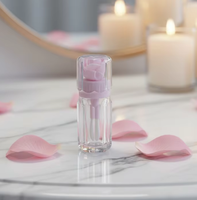 Tube de rouge à lèvres en plastique transparent avec capuchon à vis Rose Top, OEM, faible MOQ, logo personnalisé, contenant cosmétique vide pour la vente en gros