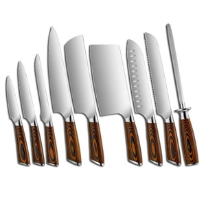 New Arrival Professional 9pcs Chef <b>Knife</b> Stainless Steel <b>Bread</b> <b>Knife</b> Sharpening Stick Kitchen <b>Knives</b> Sets - Product Image 1