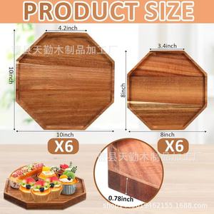 Wooden <b>tray</b> for home use, suitable for steak, pizza, cheese, acacia wood octagonal <b>tray</b>, solid wood afternoon tea <b>snack</b> <b>tray</b> - Product Image 4