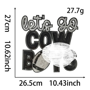 Lascia <span class=keywords><strong>andare</strong></span> i capi con paillettes Patch di ferro su ricamo con nome sportivo grande toppa ricamata con paillettes - Product Image 1