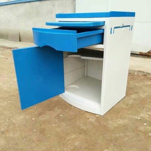 รถเข็นโรงพยาบาลมีลิ้นชักและประตู สีฟ้าขาว 4 ล้อ สำหรับใช้ในห้องนอน - Product Image 1