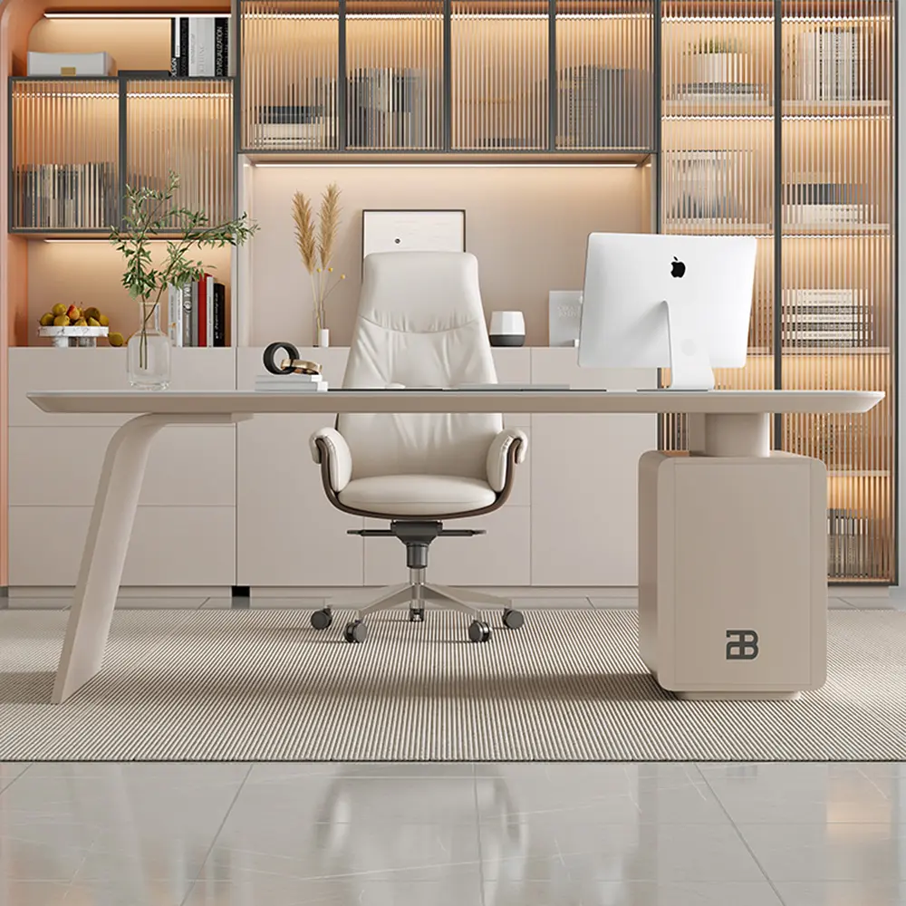Mobili da tavolo per ufficio moderni scrivania da lavoro con piano in pietra di lusso scrivania e sedia da ufficio bianca per la casa Design
