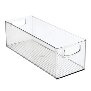 5.75" Wide Clear Plastic Kitchen Pantry Cabinet Refrigerator Freezer Food Storage Organizing Bin Basket with Handles