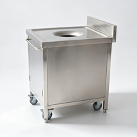 Chariot à déchets alimentaires en acier inoxydable commercial avec couvercle, robuste, pour la collecte des déchets de cuisine des restaurants