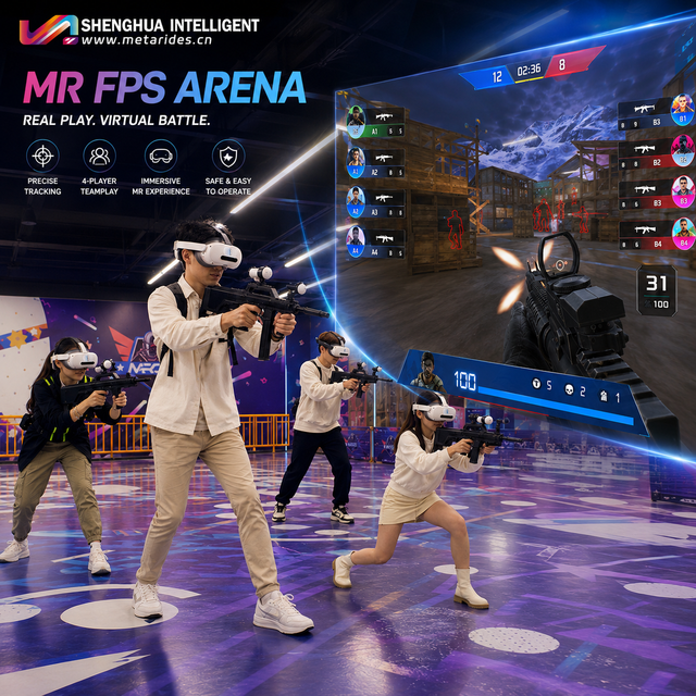 Commercial Interactive 9D VR Free Roaming Multi Player Fiberglass VR/AR/MR Equipment Arena Shooting Big Space Virtual Reality
