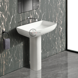 Mini lavabo colonne pour appartements de petite taille, lavabo mural compact en céramique - Product Image 1