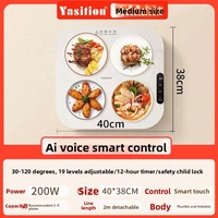 Chauffe-plat électrique portable en silicone pour table, avec contrôle de la température 30-120°C, minuterie, protection enfant et arrêt automatique, pour usage domestique