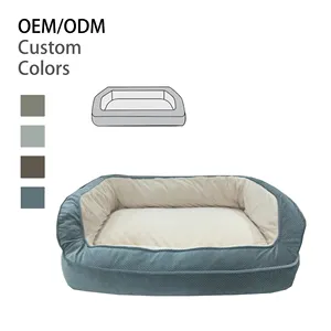 Large Rectangular Pet Sofa Bed By Manufacturer Cationic Fabric PV Velvet Anti-Slip Bottom Washable Wave Sponge For Dogs