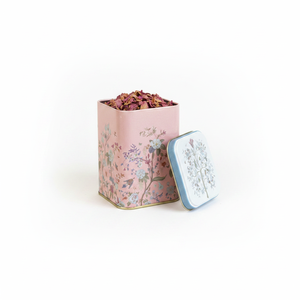 Pastel Pink 1L Slip Lid <b>Floral</b> Design Metal Tin <b>Box</b> 90x90x125 mm Square Food <b>Storage</b> & Container Kontensan ER0181G - Product Image 2