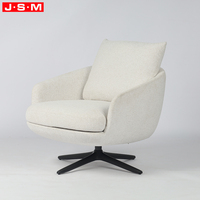 Fauteuil d'appoint moderne en bois avec mousse et tissu blanc, base en métal élégante, chaise de loisirs de luxe pour salon