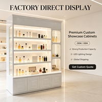 Vitrine Commerciale Blanche avec Étagères Solides et Éclairage LED, Écologique et Durable, Idéale pour Parfums et Articles Promotionnels