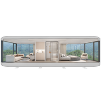 Capsule hôtelière de glamping au design spatial, maison conteneur mobile robuste et personnalisée, bureau de luxe créatif et tendance