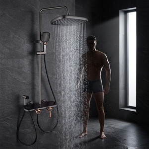 Kit <span class=keywords><strong>Doccia</strong></span> Multifunzione in Rame, Colore Grigio, Anticorrosione, Quattro Funzioni per Bagno - Product Image 2