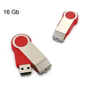 Chiavetta USB Girevole Rossa 16GB con Design Rotante in Metallo - Product Image 1