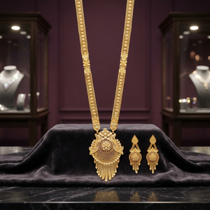 Venta al por mayor de joyería de moda 14K 18K 24K chapado en oro, conjunto de joyería de lujo de diseño floral, conjunto de joyería larga de latón con relleno de oro. - Product Image 4