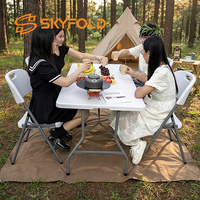 Table pliante portable blanche en plastique pour événements, 6 pieds ou 8 pieds, idéale pour dîner, barbecue, pique-nique et camping – Vente en gros