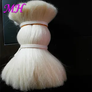 Pente branco natural de cabra, material primário para fazer extensão de cabelo e peruca branca