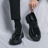 Chaussures habillées Oxford en cuir pour hommes, style coréen, à lacets, élégantes, pour affaires, à semelle épaisse