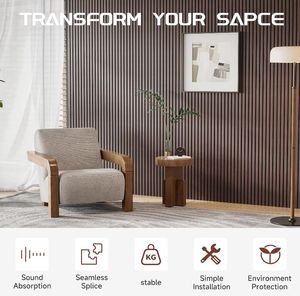 Panneaux muraux acoustiques modernes personnalisés en lattes de bois NRC 0.8 pour hôtels, salles de musique, salles de réunion - Panneaux muraux décoratifs écologiques - Product Image 6