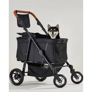 Poussette pour animaux de compagnie, échantillon gratuit, pour chiens jusqu'à 66 lbs, poignée réglable, capote 180°, 4 roues pour chiens et chats de taille moyenne/grande - Product Image 1