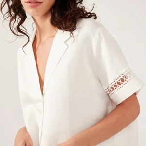 Conjunto de Lino Personalizado para Mujer, Verano 2025, Traje de Lino Holgado con Botones y Manga Corta para Damas - Product Image 5