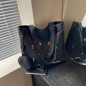 I-0163 nouveau sac à bandoulière décontracté sac de mode pour femmes toile brodé fourre-tout grande capacité sac fourre-tout - Product Image 3